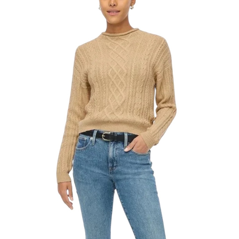 J. Crew Mockneck Cable-Knit Sweater size M CF738